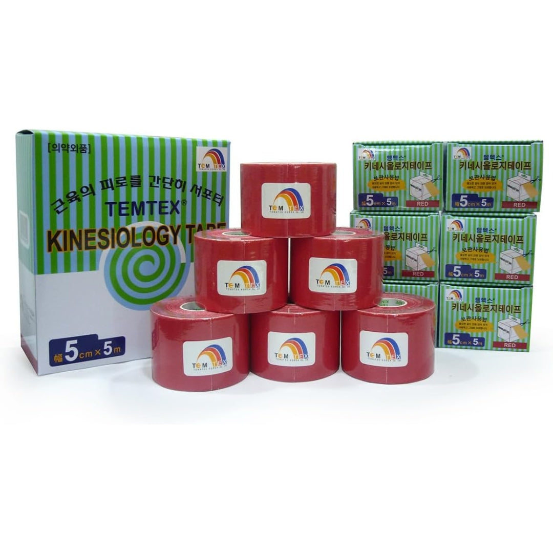 Temtex Kinesio Tape rojo rouge 6 pack 5m x 5cm Kinemarket