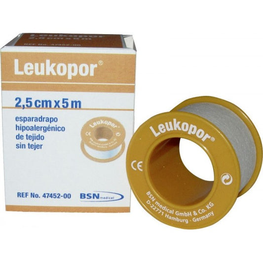 Leukopor esparadrapo de papel microporoso 2,5cm x 5m 1 unidad