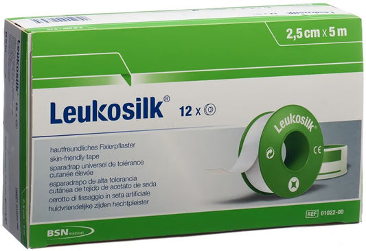 Leukosilk 2,5cm x 5m caja de 12 unidades